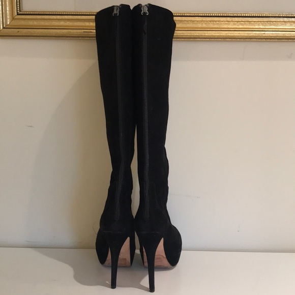 Black suede high heeled boots - Picture 5 of 6